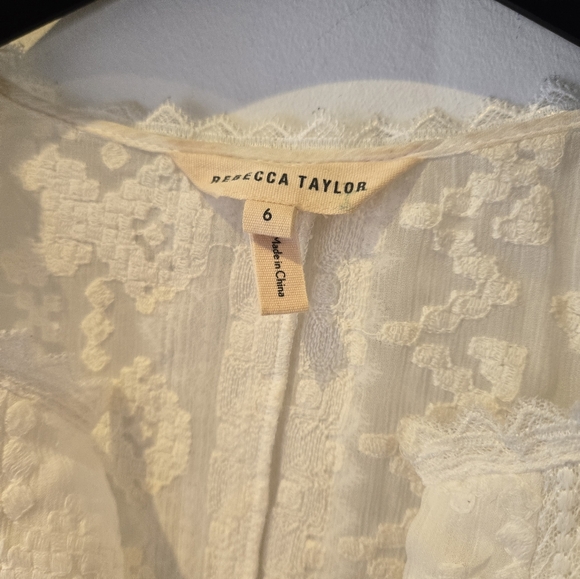 Rebecca Taylor Silk Chiffon Embroidered Top Size 6 - Picture 6 of 9